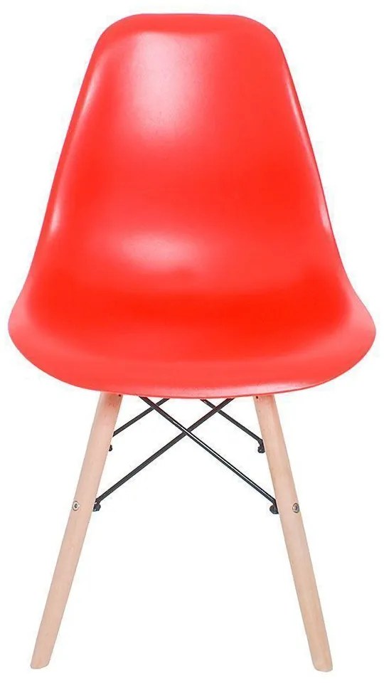 Cadeira Eiffel Eames Base Madeira Sala de Jantar Vermelho F02 - D'Rossi