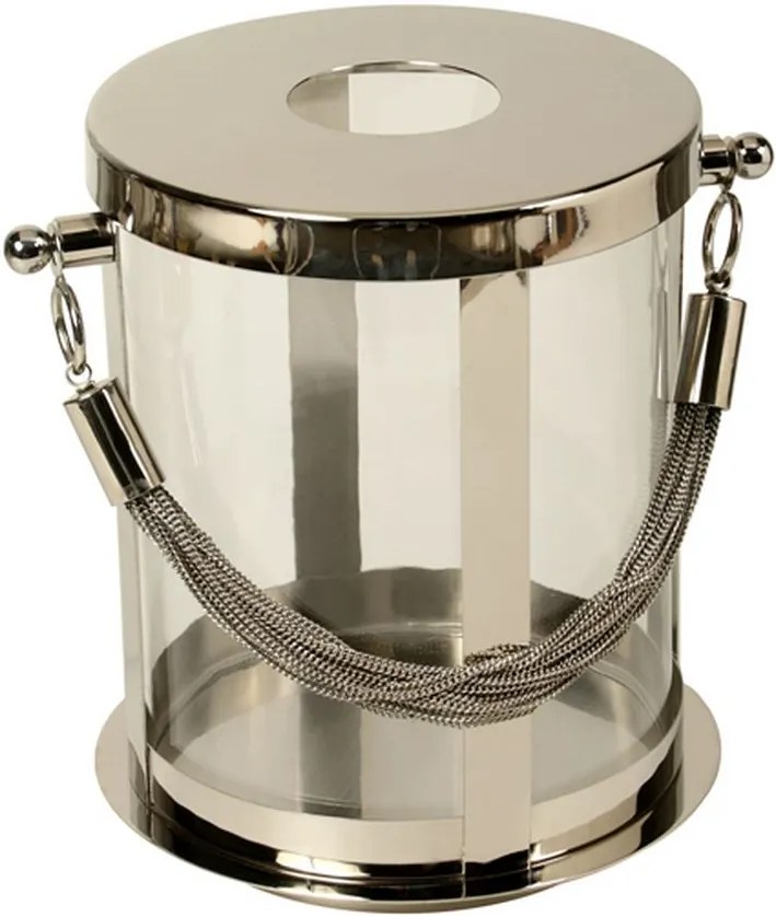 Lanterna Decorativa de Aço Inox e Vidro Barrel com alça de correntes