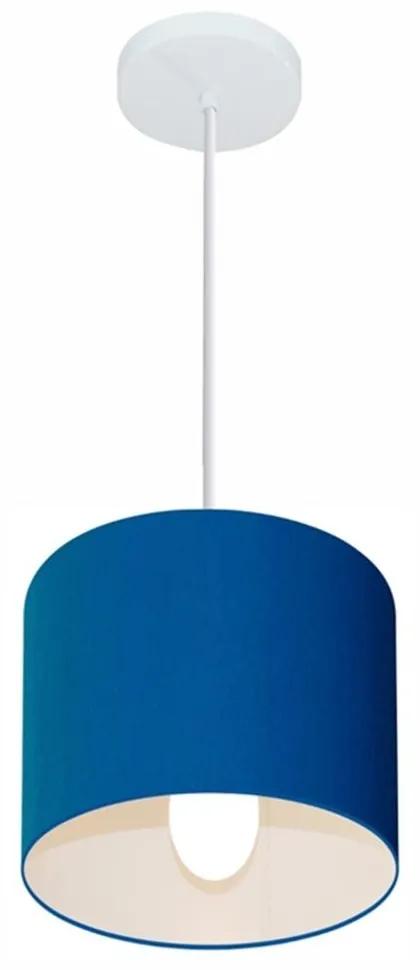 Lustre Pendente Cilíndrico Md-4046 Cúpula em Tecido 18x18cm Azul Marinho - Bivolt