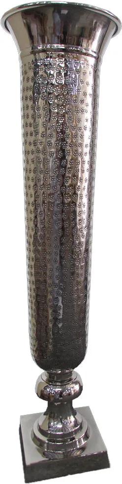 Vaso De Alumínio Cromado com Alto Relevo 100cm x 23cm