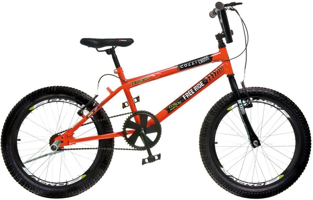 Bicicleta Infantil de Passeio Aro 20 Freio V-Brake Cross Extreme Quadro 12 Aço Laranja Neon - Colli Bike