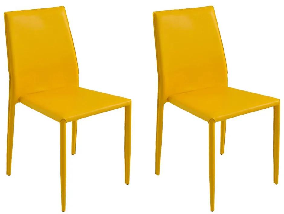 Kit 2 Cadeiras Decorativas Sala e Cozinha Karma PVC Amarela G56 - Gran Belo