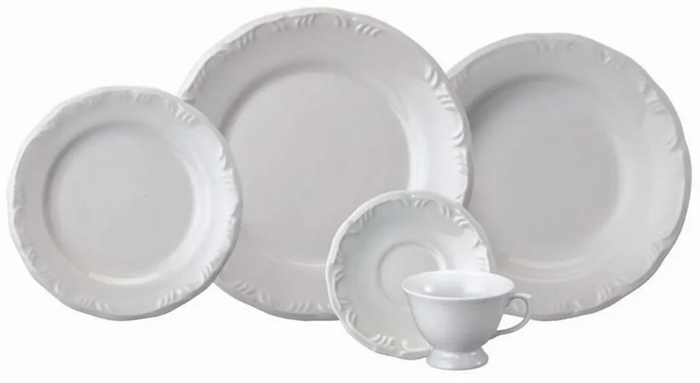 Aparelho Jantar e Chá 30 Peças Porcelana Schmidt - Dec. Folhagem 2354 -  SCHMIDT