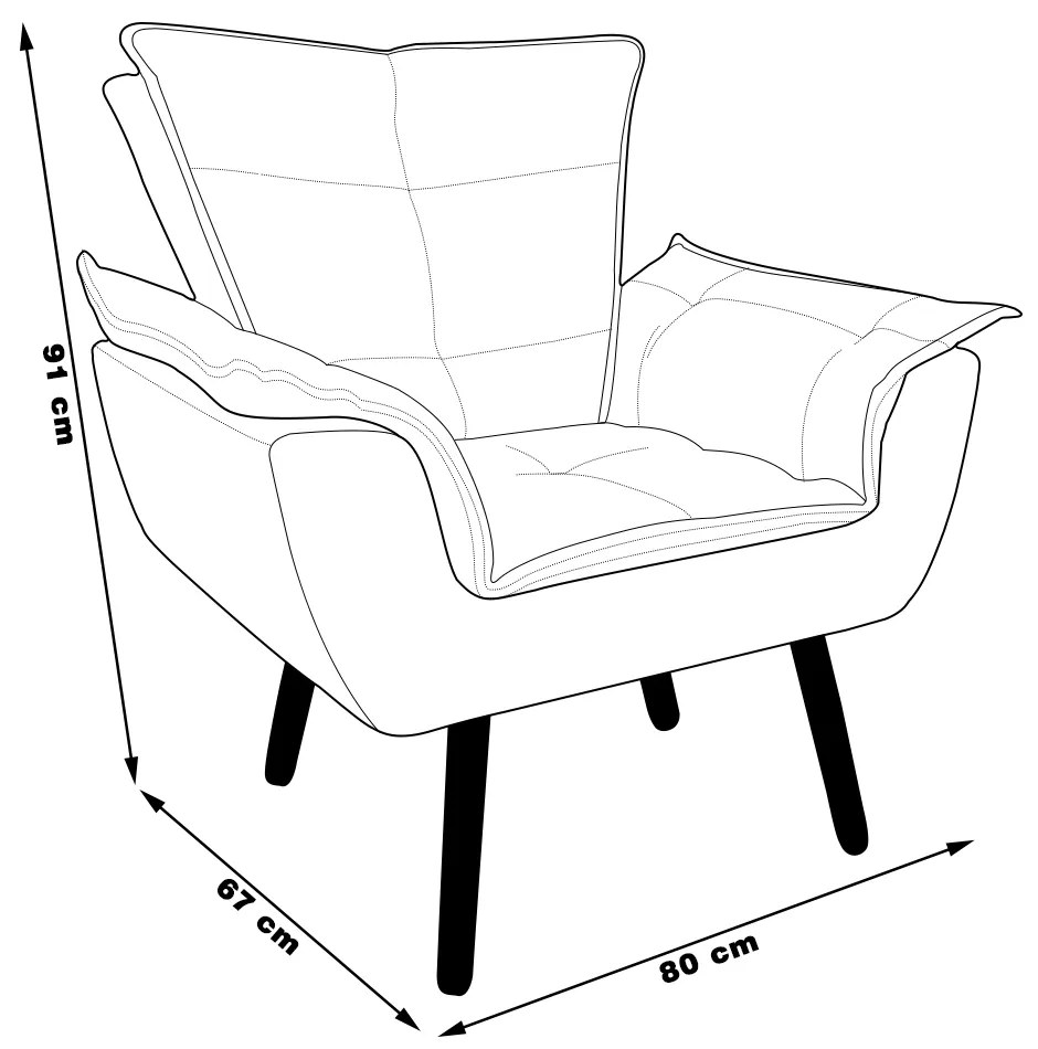 Poltrona Decorativa Pés Palito Charger Suede Grafite G19 - Gran Belo