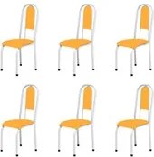 Kit 6 Cadeiras Anatômicas 0.122 Estofada Branco/Laranja - Marcheli