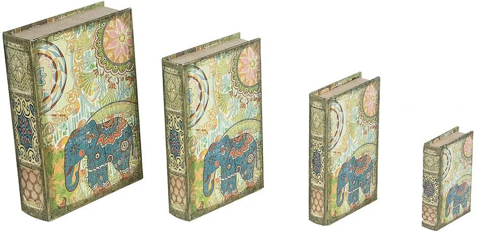 Book Box Conjunto 4 Peças Elefante da Índia Oldway - 30x21 cm