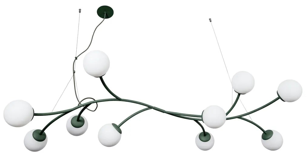 Pendente Zucca 65X142Cm 10Xg9 Cabo Aço Chumbador + Cabo Rayon / Globo... (MR-T - Marrom Texturizado, AMBAR)