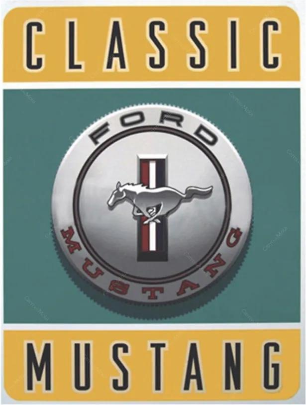 Placa Decorativa Classic Mustang Média em Metal - 30x20cm