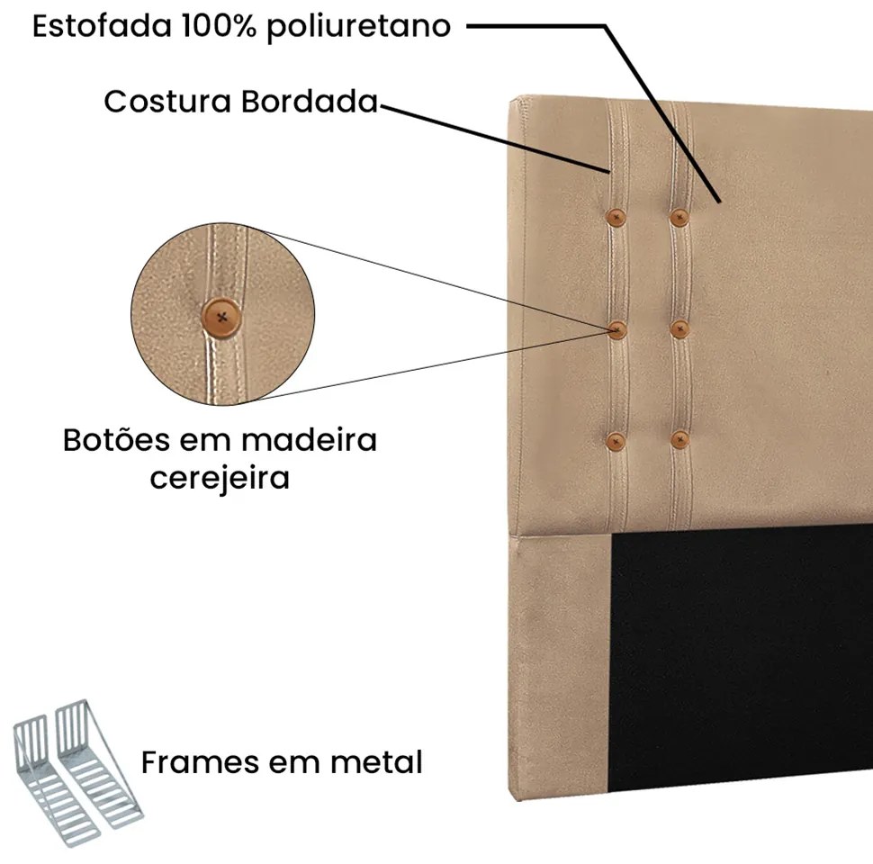 Cabeceira Gênova Para Cama Box Casal 140 cm Suede Bege - D'Rossi