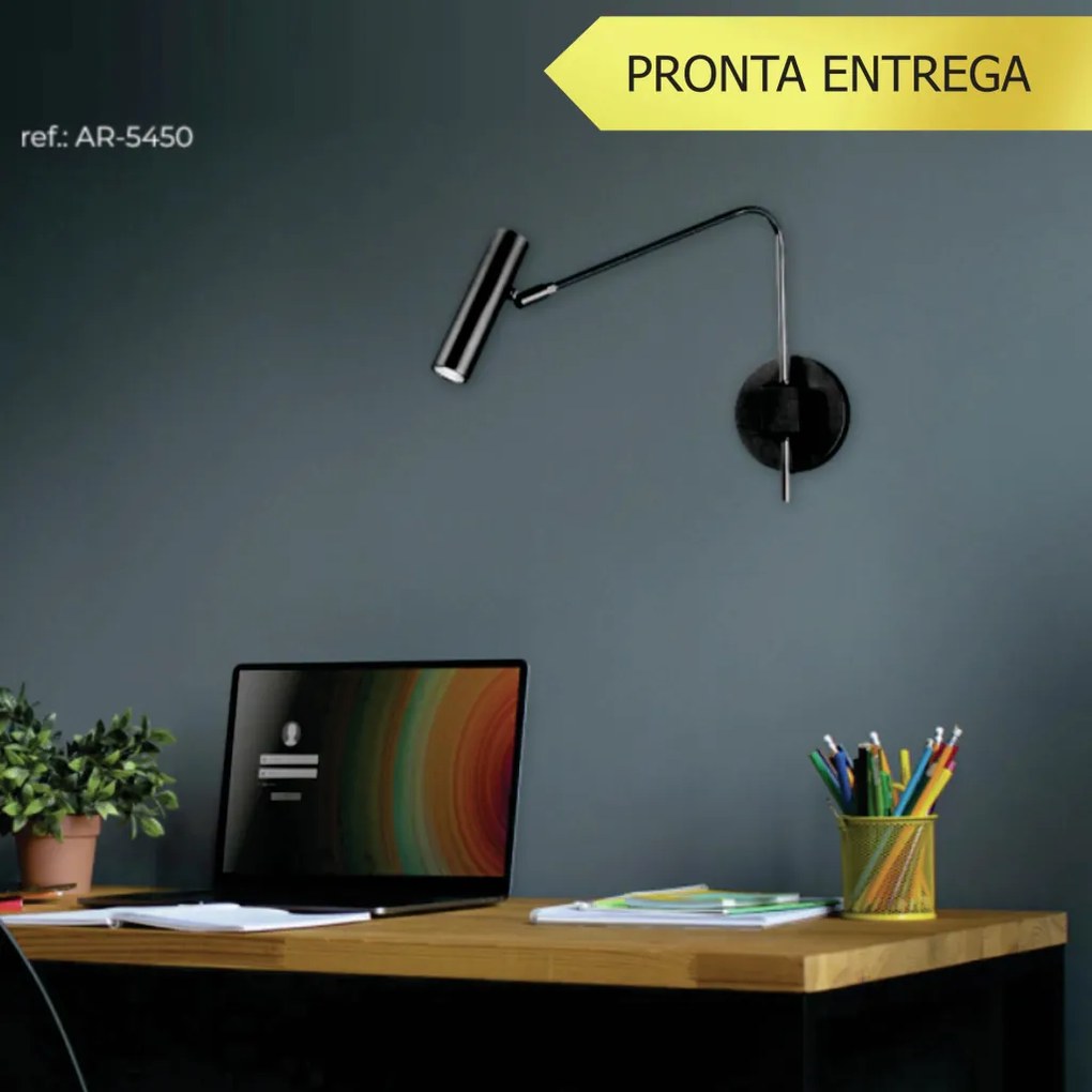 Arandela Haste Articulada Tubinho 12X40X32Cm Metal 01Xmr11 | Old Artis... (CHAMPANHE / DOURADO BRILHO)