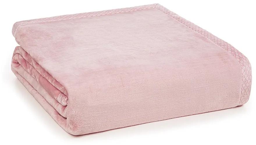 Cobertor Trussardi 100% Microfibra Aveludado Piemontesi  Queen - Rosa Perla