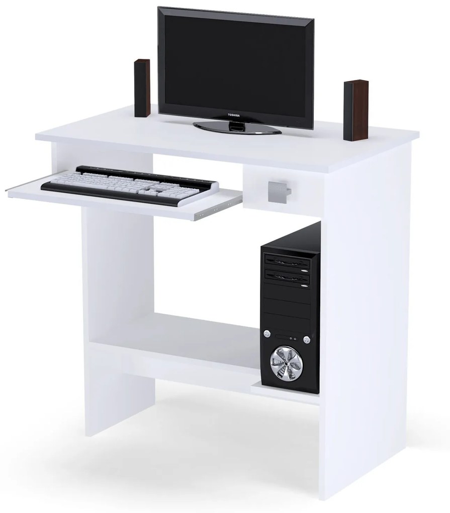 Mesa Para Computador com Gaveta Branco - ADJ DECOR