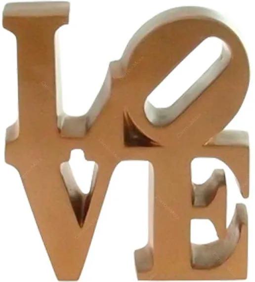 Palavra Love NY Decorativa Dourada em Resina - 16x15 cm