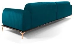 Sofá 350cm 6 Lugares com Chaise Direito Pés Gold Molino C-66 Veludo Tu