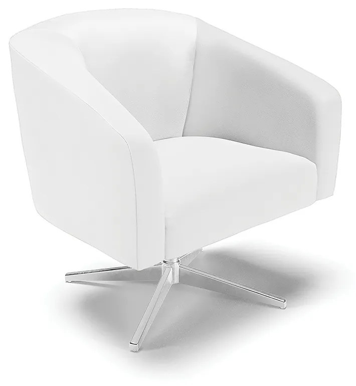 Poltrona Decorativa Giratória Cromada Stella Sintético Branco D03 - D'Rossi