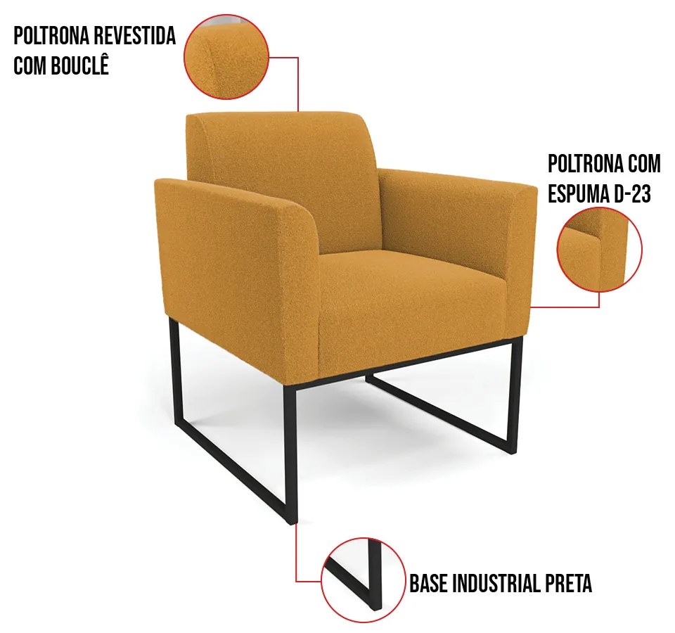 Poltrona Sala de Estar Industrial Preto Marisa Bouclê D03 - D'Rossi - Mostarda