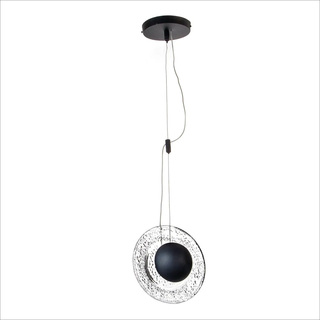 Pendente Cerchio Ø19,5X9,5Cm Disco De Vidro E Metal Alumínio 01Xled 5,... (CAFÉ)