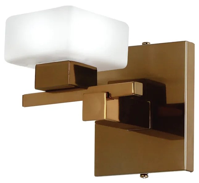 Arandela Cubo Flat Led Integrado 5,5W 2700K 17X12X15Cm Metal E Vidro |... (CHAMPANHE / DOURADO BRILHO, 220V)