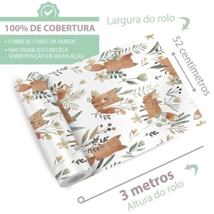 Papel Infantil Adesivo Desenho Raposinha Quarto De Criança