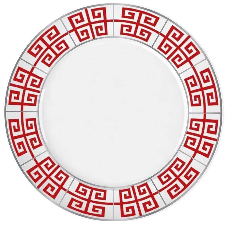 Jogo De 6 Pratos Sobremesa De Porcelana Atenas Vermelho