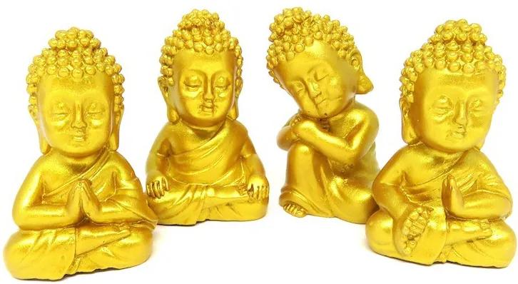 Estátua Buda Dourado com 4 Unidades (5cm)