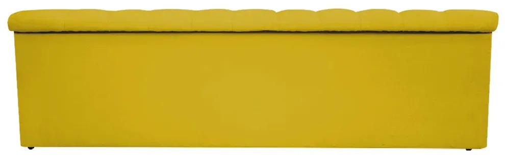Recamier Baú Estofada Mel 160 cm Queen Size Com Capitonê Suede Amarelo - ADJ Decor