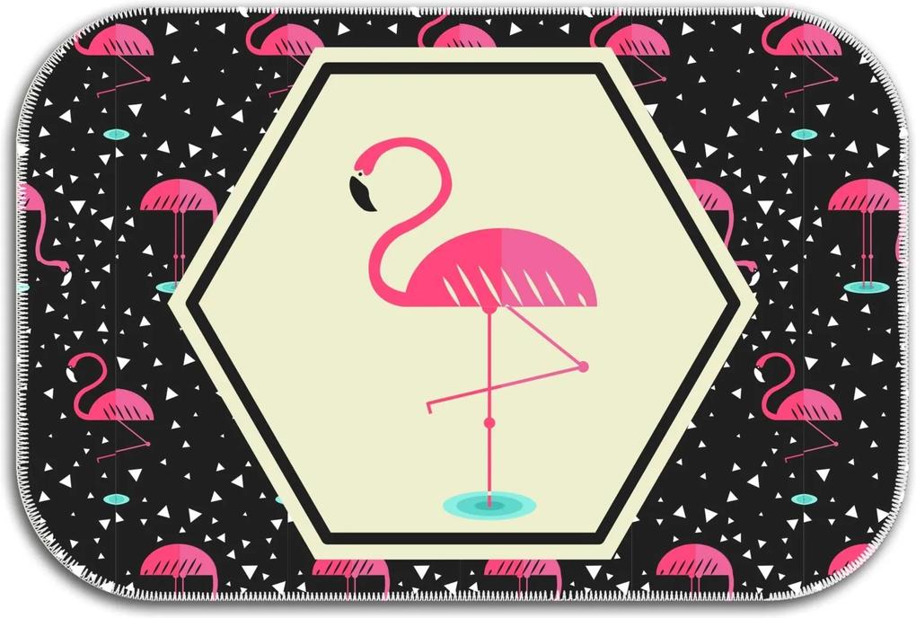 Tapete Decorativo Lar Doce lar Flamingos 40cm X 60cm Preto