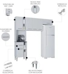 Cozinha Compacta 202cm Nicole P11 Branco - Mpozenato