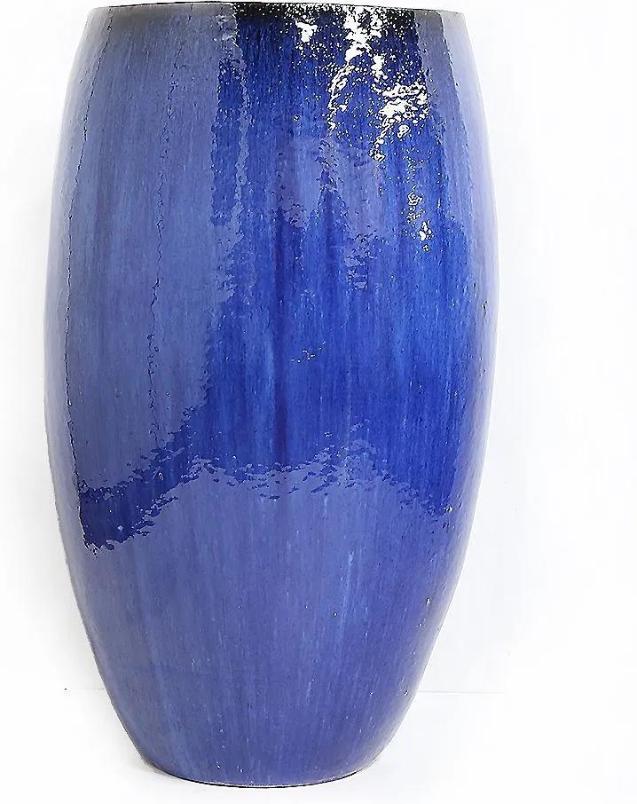 Vaso Vietnamita Cerâmica Importado EGG Planter Grande Azul  D48cm x A87cm
