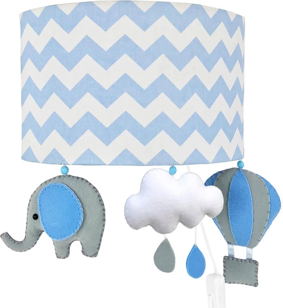 Arandela Meia Lua Elefante BalÁo Azul Quarto Bebê Infantil Menino