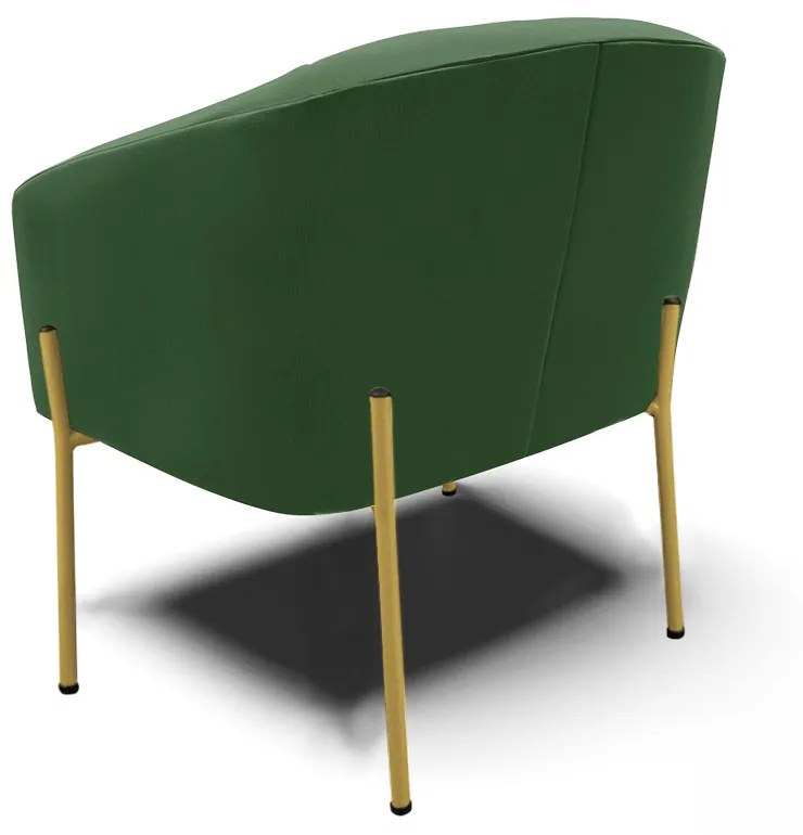 Poltrona Decorativa Pé de Ferro Dourado Stella Suede Verde D03 - D'Rossi