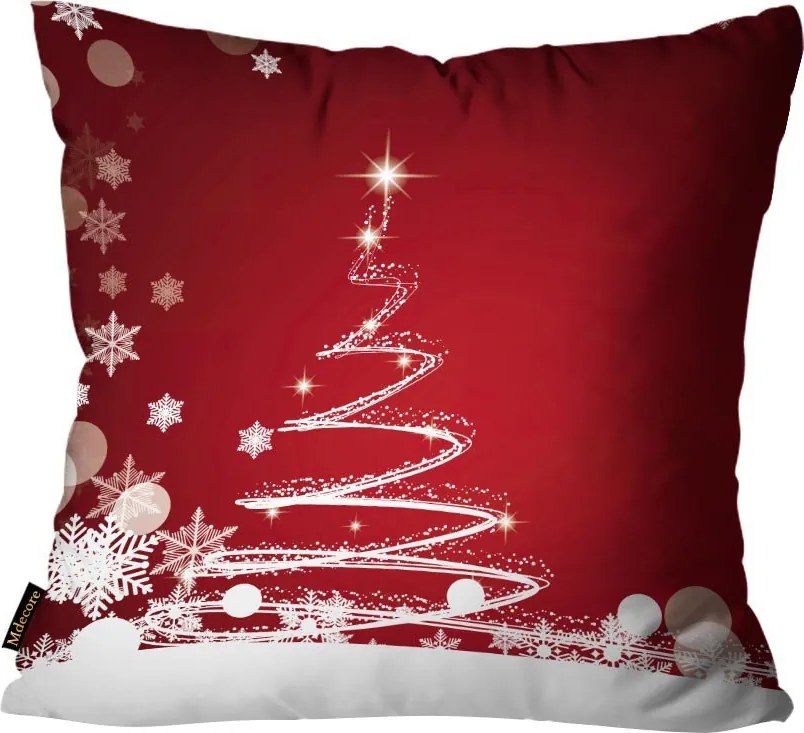 Capa para Almofada Premium Cetim Mdecore Natal Arvore de Natal Vermelha45x45cm