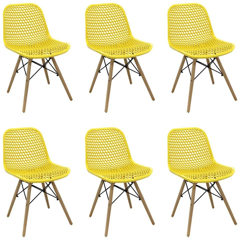 Kit 6 Cadeiras Decorativas Sala e Cozinha Haney (PP) Amarela G56 - Gran Belo