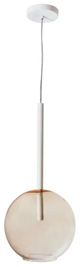 Pendente Ball Ø25X80Cm 1Xg9 Haste 55Cm / Metal E Globo Ø25Cm | Usina 1... (BT - Branco Texturizado, AMBAR)