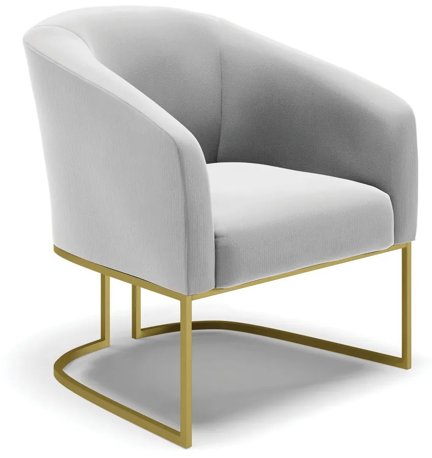 Cadeira Sala de Jantar Base Industrial Dourado Stella Suede D03 - D'Rossi - Cinza