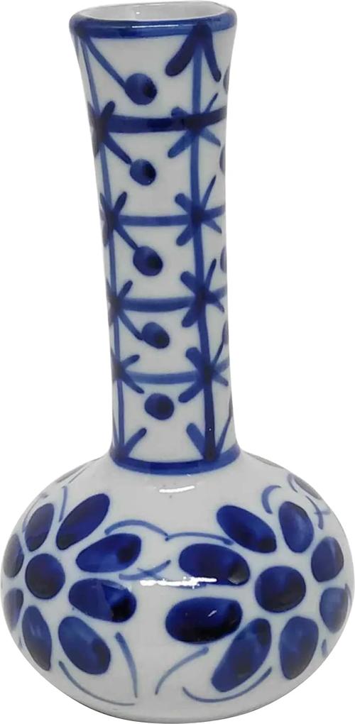 Vaso Solitário em Porcelana Azul Colonial 16 cm
