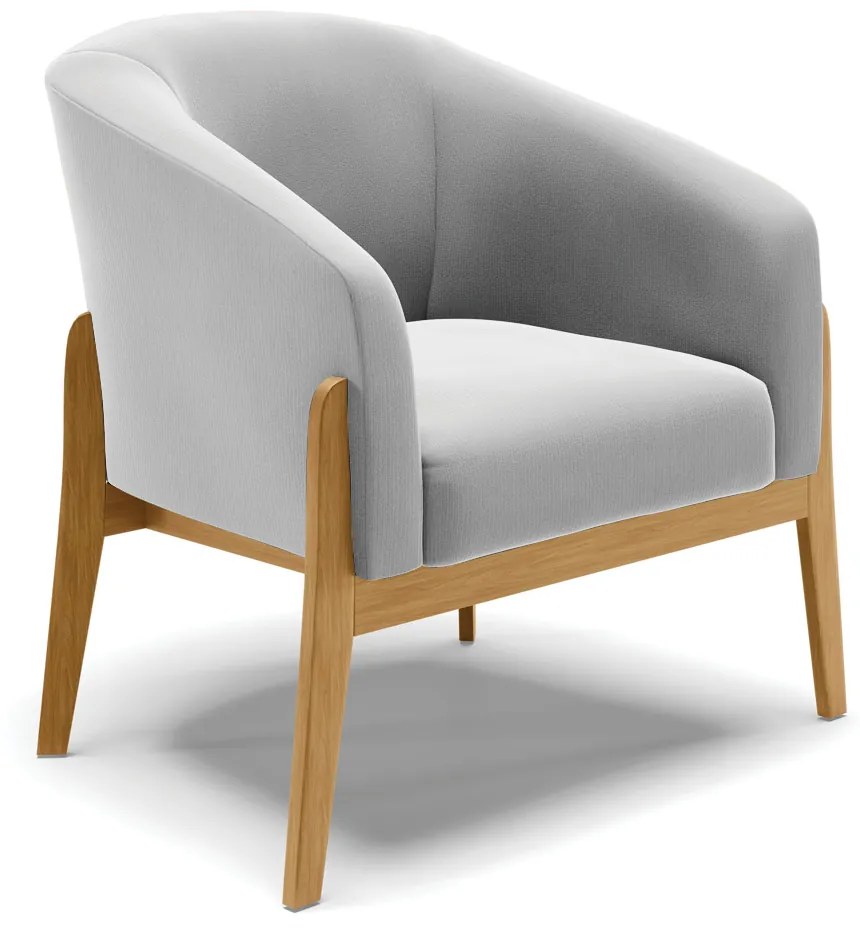 Poltrona Decorativa Base de Madeira Stella Suede Cinza D03 - D'Rossi