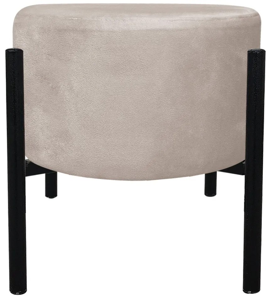 Puff Banqueta Decorativo Industrial Preto Kit 2 Iron Suede D03 - D'Rossi - Bege