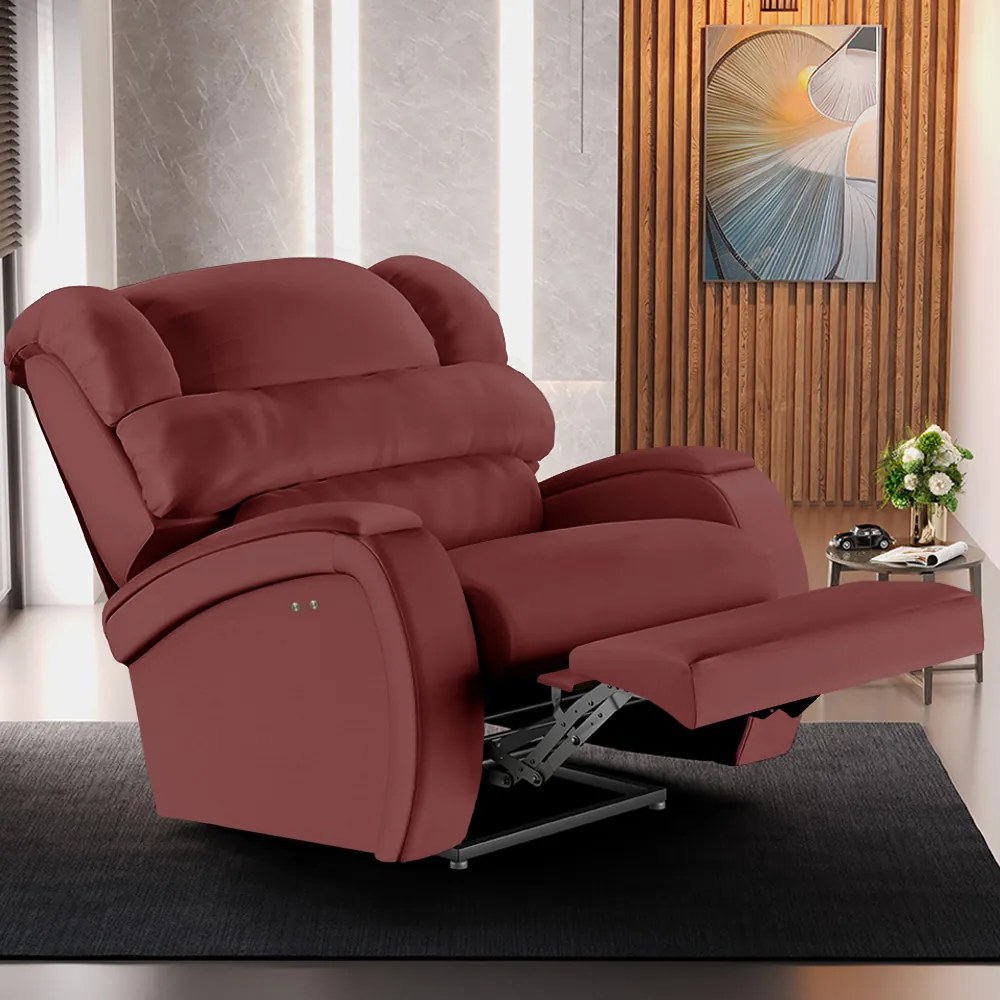 Poltrona do Papai Reclinável Napoli Power Touch Massagem PU F FH1 - D'Rossi - Vermelho