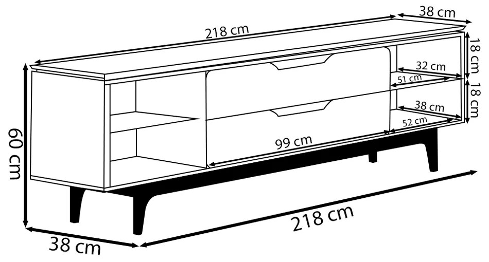 Rack Bancada Decorativo Luanda MDP/MDF TV até 85 Polegadas Gavetas Tauari/Off White G77 - Gran Belo