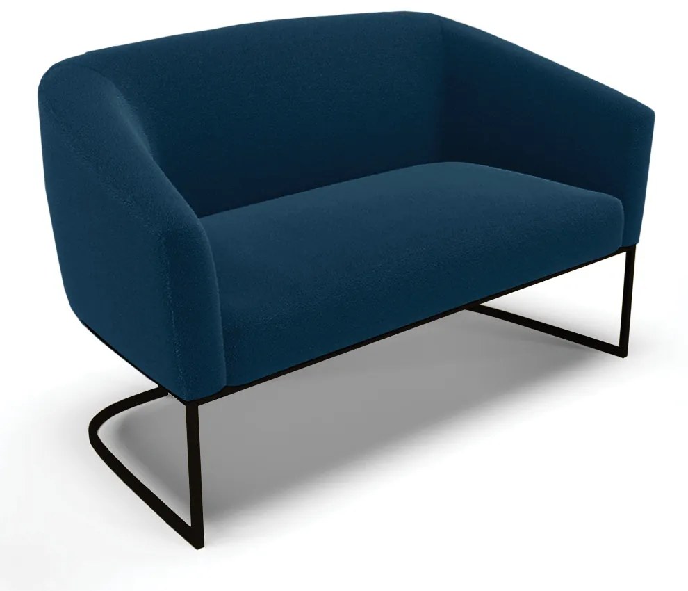 Sofá 2 Lugares Namoradeira Industrial Preto Stella Bouclê D03 - D'Rossi - Azul