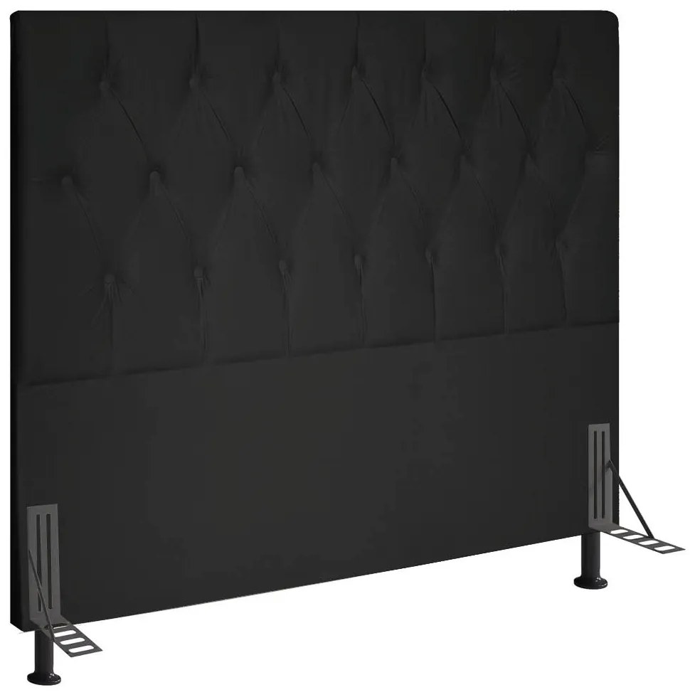 Cabeceira Topázio Para Cama Box Casal 140 cm Suede - D'Rossi - Preto