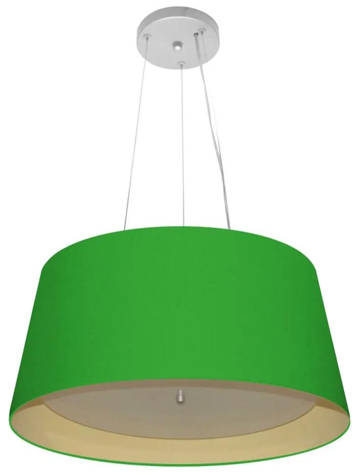 Lustre Pendente Cone Md-4144 Cúpula em Tecido 25x50x40cm Verde Folha / Bege - Bivolt