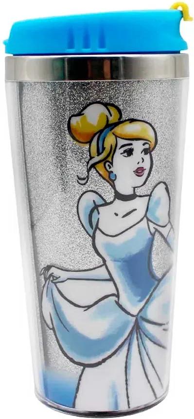 Copo Térmico com Glitter Princesa Cinderela Disney