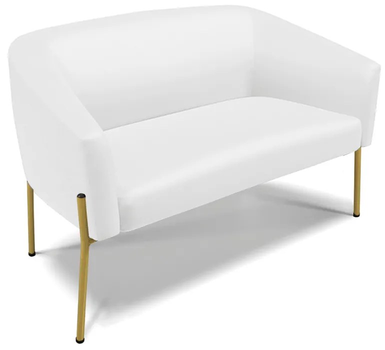 Namoradeira e 2 Poltronas Pé de Ferro Dourado Stella Sintético D03 - D'Rossi - Branco