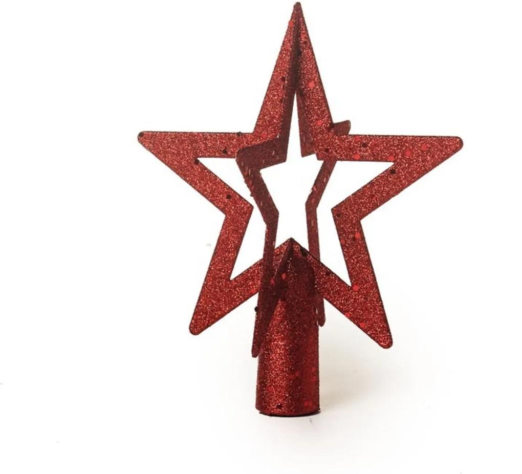 Ponteira Estrela 3D P/Árvore De Natal 20x17Cm Vermelho