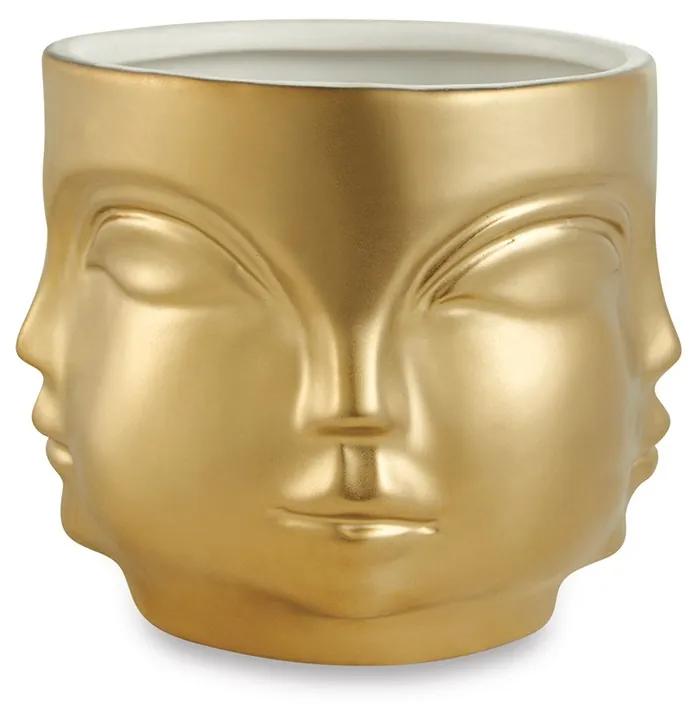 Cachepot "Rosto" Dourado em Cerâmica 14,5x17 cm - D'Rossi