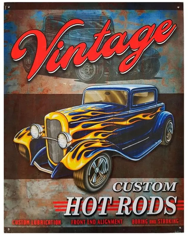 Placa De Metal Vintage Hot Rods
