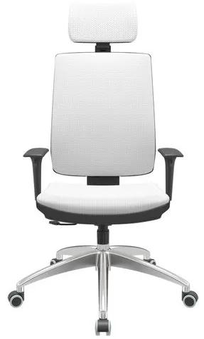 Cadeira Office Brizza Soft Aero Branco RelaxPlax Com Encosto Cabeca Base Aluminio 126cm - 63506 Sun House