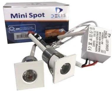 Mini Spot de Embutir Quadrado para Móvel 1W 3000K Branco Embalagem com 2 Unidades - Delis - DS4013